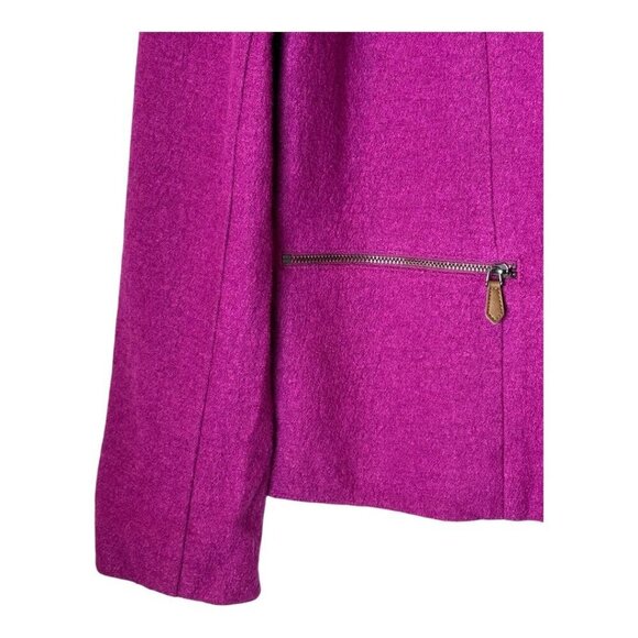 Talbots Jacket Women 12 Wide Purple Wool Blend Asymmetric Zip Mock Neck Coat - Picture 5 of 10